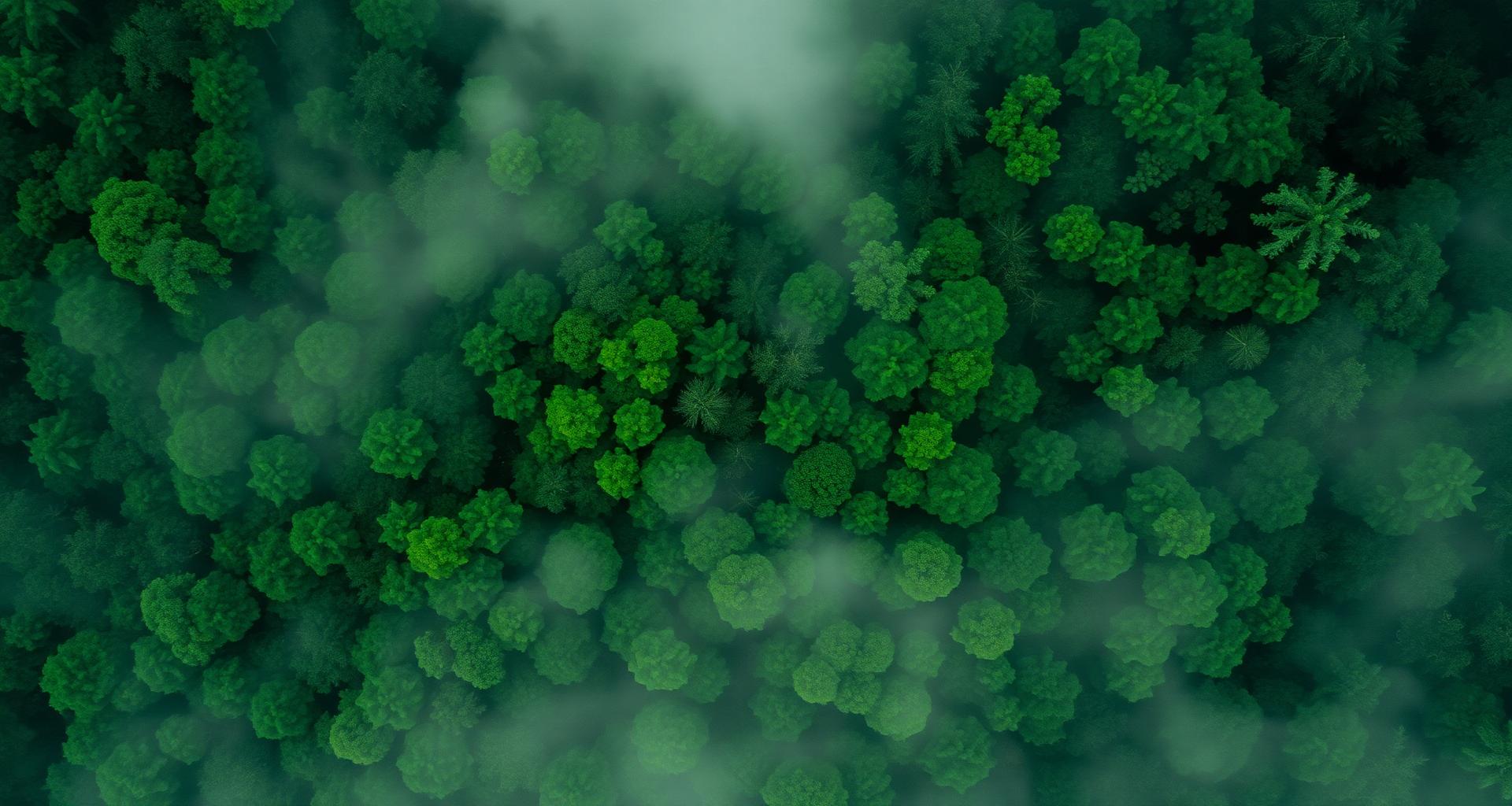 Misted forest canopy